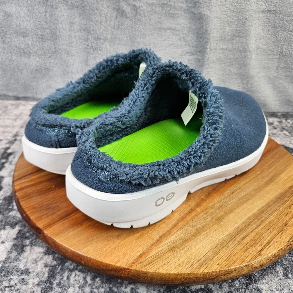 OOFOS OOcoozie Mule Mens Size 10 Blue White Casual Classic Sip On Recovery Shoes